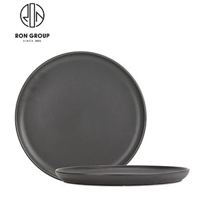 13 Inch Grey Color Restaurant Ceramic Dinner Plates With Handle