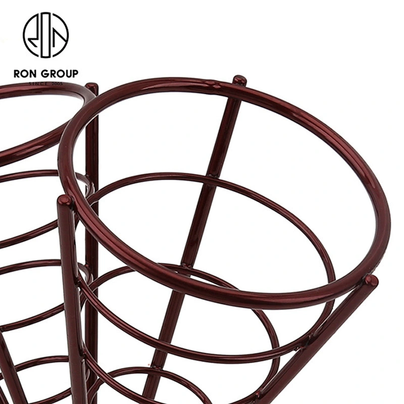 Promotional Red Double Metal Wire Iron Fry Finger Chips Cone Holder Stand