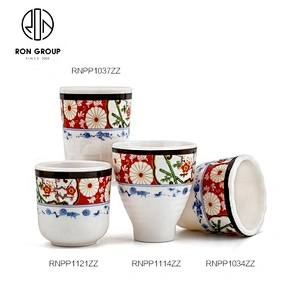 Oem Cafe Shop Ceramics China Blue Pattern Straight Cup