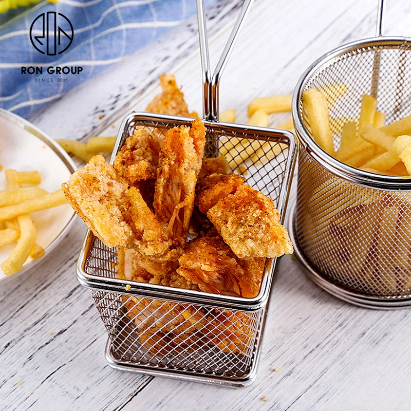 perforated strainer restaurant kitchen accessories stainless steel french fry serving holder fried basket