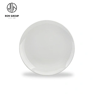 Hotel Porcelain Glossy Tableware Custom White Shallow Round Plate