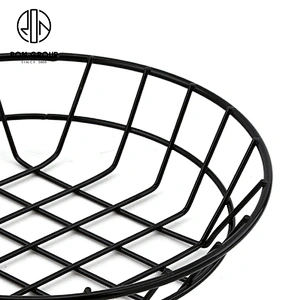 Small Size Metal Iron Wire Black Steel Round Bread Basket For Restaurant