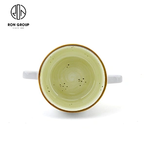 Wholesale Classic Style Customized Porcelain Soup Tea Cup With Two Handle