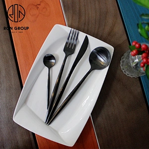 Restaurant Coffee Shop Stainless Steel Cutlery Matte Black Flatware Set