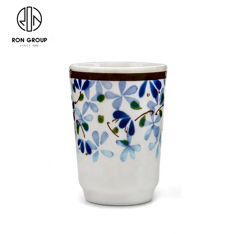 Oem High Quality Japanese Style Blue Flower Pattern Cup
