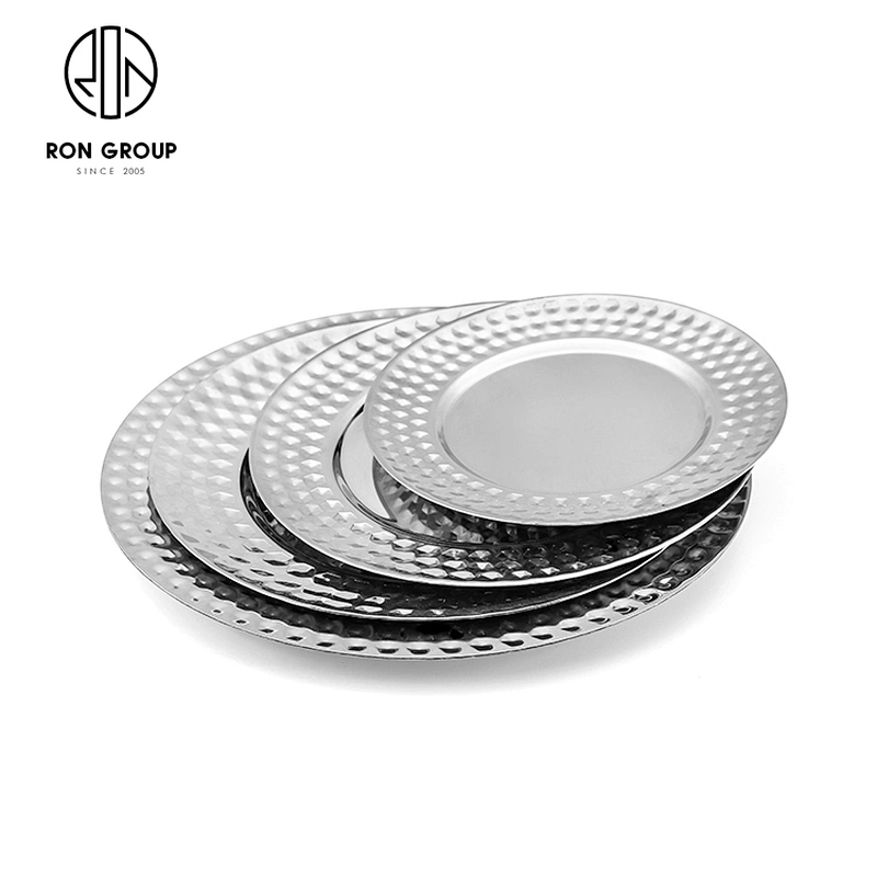 Creative Metal Kitchen Silver Tableware Dish Round Shallow Plate