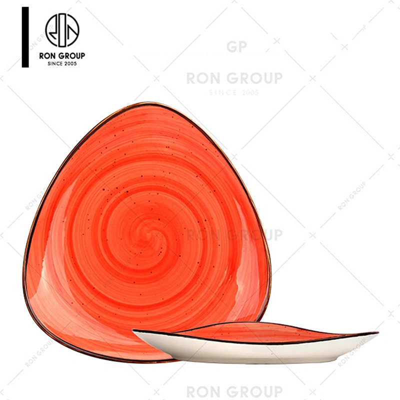 Durable Portable Glaze Printed Color Ceramic Bowl With Handle