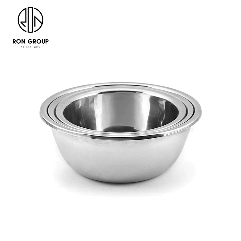 Hot Sale Hotel Kitchen Mirror Silver Metal  Mixing Food Salad Bowl
