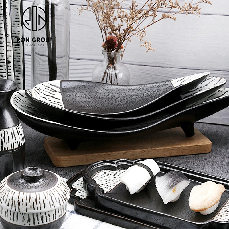 High Quality Porcelain Tray Irregular Ceramic Fish Plate For Restaurant