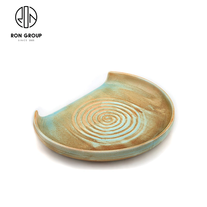 Wholesale Restaurant Irregular Dinnerware Half-Moon Ceramic Plates