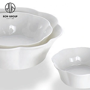 Advanced Custom White Ceramic Flower Shaped Bowl For Restaurant
