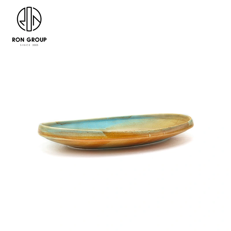 Ceramic Plate Custom Glaze Food Oval Food Dinner Plate For Restaurant