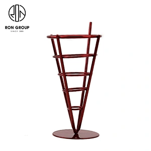 Wholesale Red Spray Chips Stainless Steel French Fry Wire Cup For Restaurant
