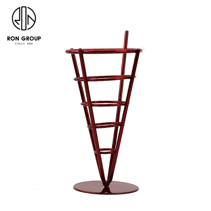 Wholesale Red Spray Chips Stainless Steel French Fry Wire Cup For Restaurant