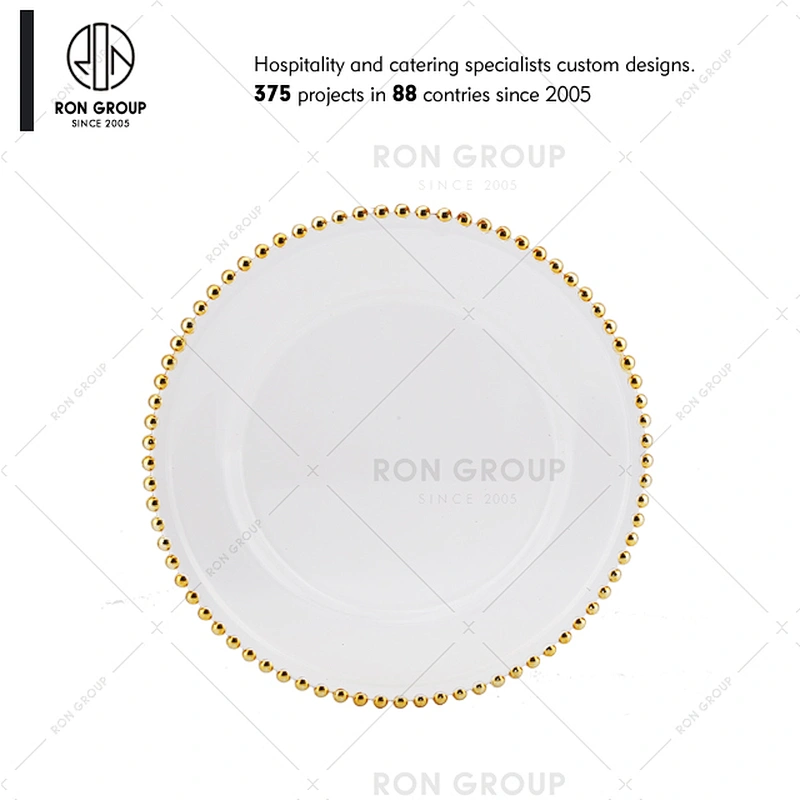 New Design Restaurant Gold Rim Charger Clear Wedding Glass Plates