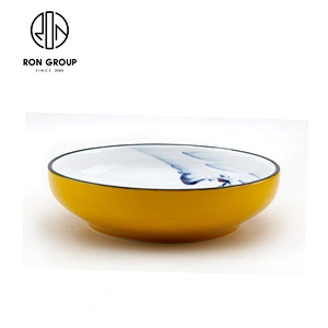 Japanese egg shape shallow plates porcelain dishes for restaurant hotel