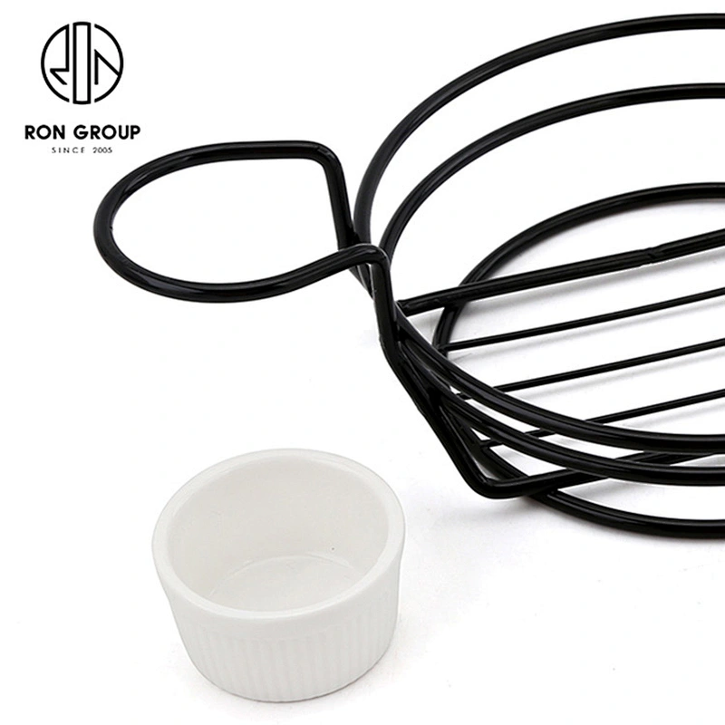 New Design Black Round Double Sauce Bowl Egg-Shape Bread Basket