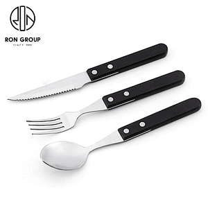 Wholesale Stainless Steel Cutlery Restaurant Black Wood Handle Flatware