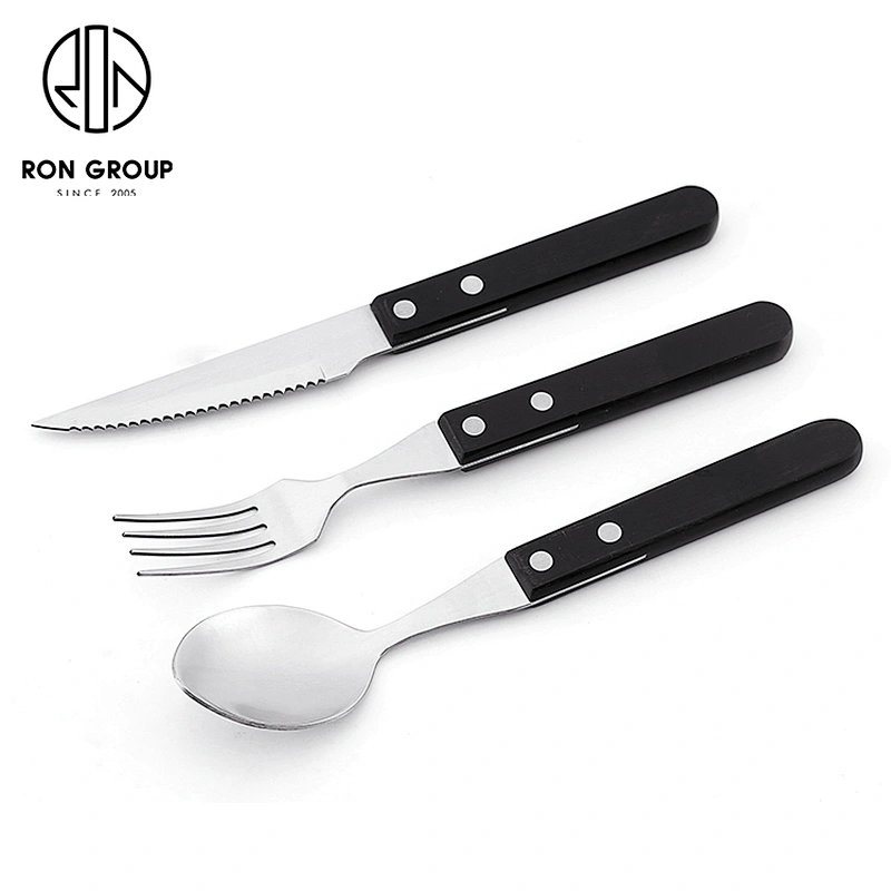Wholesale Stainless Steel Cutlery Restaurant Black Wood Handle Flatware
