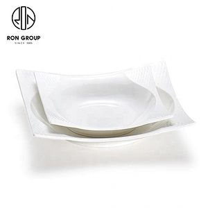 Best Seller White Ceramic Square Soup Plate For Chinese Manufacture