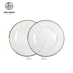 Wholesale Custom Hotel Restaurant Banquet Classical Gold Rim Charger Plate