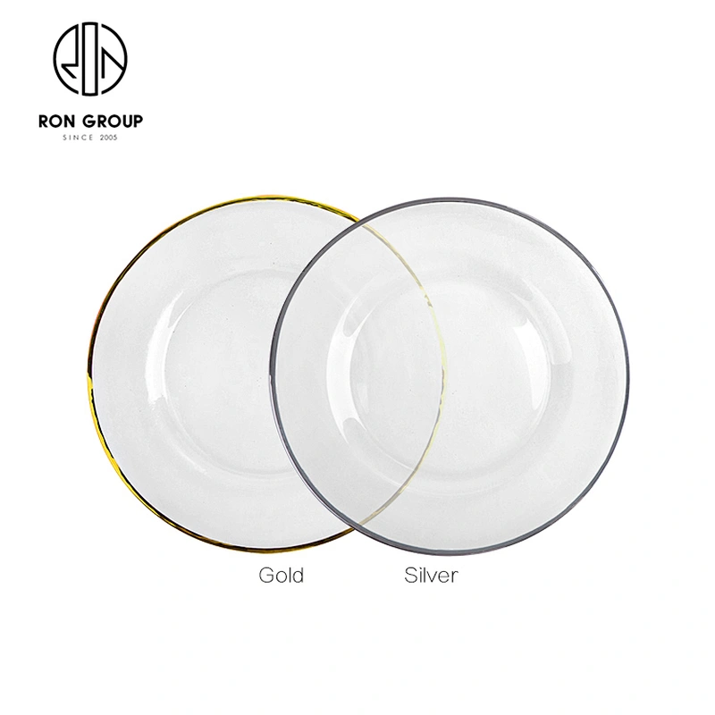 Wholesale Custom Hotel Restaurant Banquet Classical Gold Rim Charger Plate