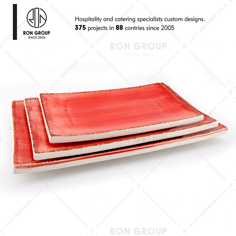 Orange Square Colored Ceramic Dinner Plate