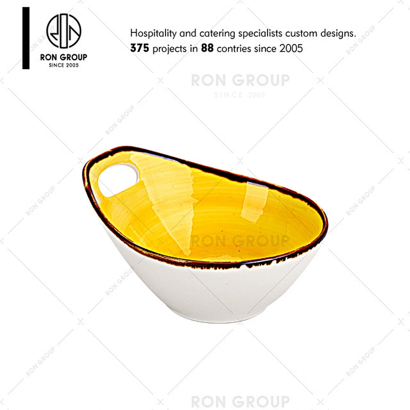 Wholesale Restaurant Yellow Printed Small Ceramic Serving Bowl