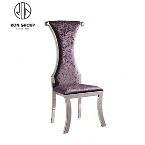 round hollow back gold stainless steel dining chair for wedding