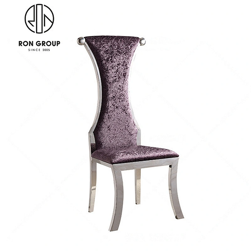 round hollow back gold stainless steel dining chair for wedding