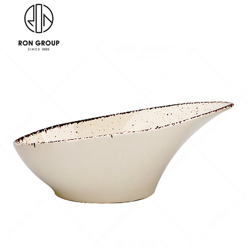 Modern Personalized White Ceramic Elliptical Dinner Plates