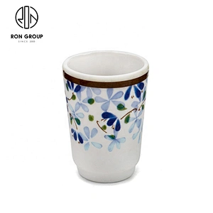 Oem High Quality Japanese Style Blue Flower Pattern Cup