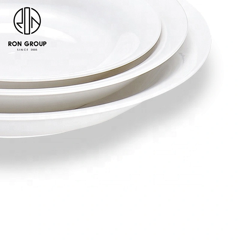 High Quality 8 Inch Round Porcelain Ceramic Soup Plate For Restaurant