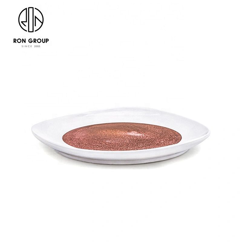 Fambe Pink Rhythm Collection Ceramic Circular Triangle Plate For Restaurant