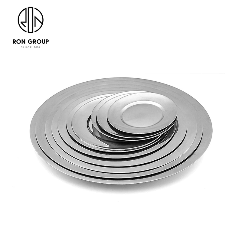 Restaurant Various Sizes Silver Catering Plate Round Shallow Plate