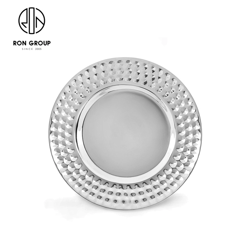 Creative Metal Kitchen Silver Tableware Dish Round Shallow Plate