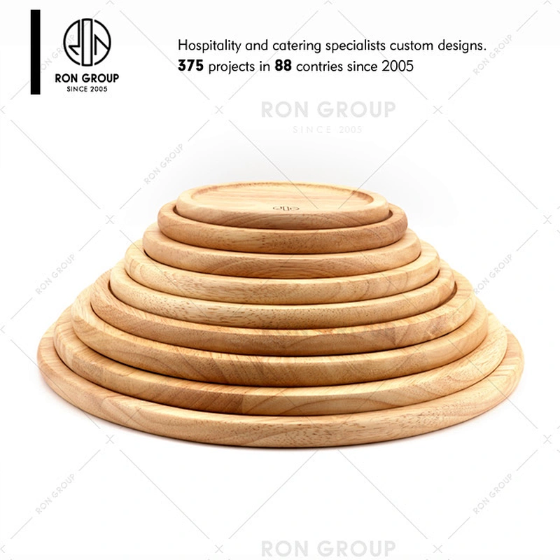 Wholesale Restaurant Black Slate Food Serving Plate With Wooden Rim