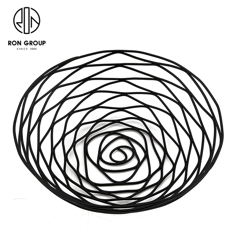 Accept Customization Metal Iron Wire Kitchen Accessories Black Large Size Bread Basket