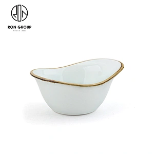 Custom Design Ceramic Irregular Restaurant Tableware Dishes Snack Bowl
