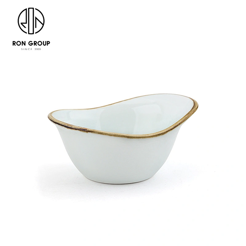 Custom Design Ceramic Irregular Restaurant Tableware Dishes Snack Bowl