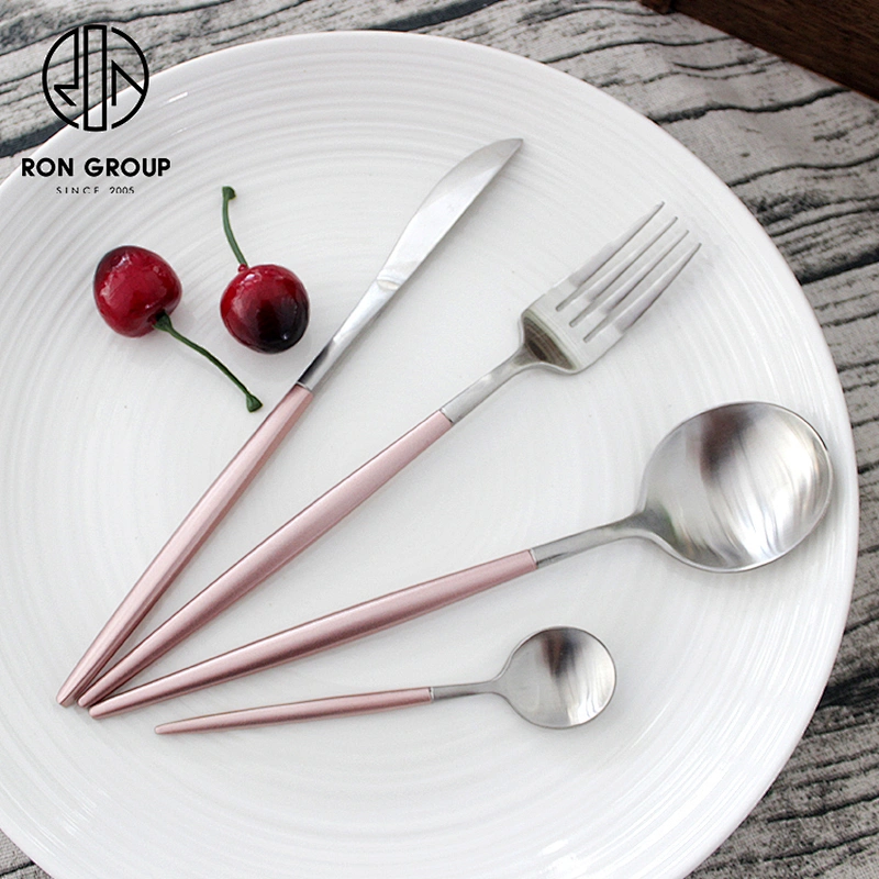 High Quality Pink Gold Metal Flatware Set Stainless Steel Wedding Cutlery