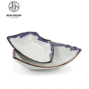 14 Inch Hot Sale Restaurant Ceramic Fish Shape Plate