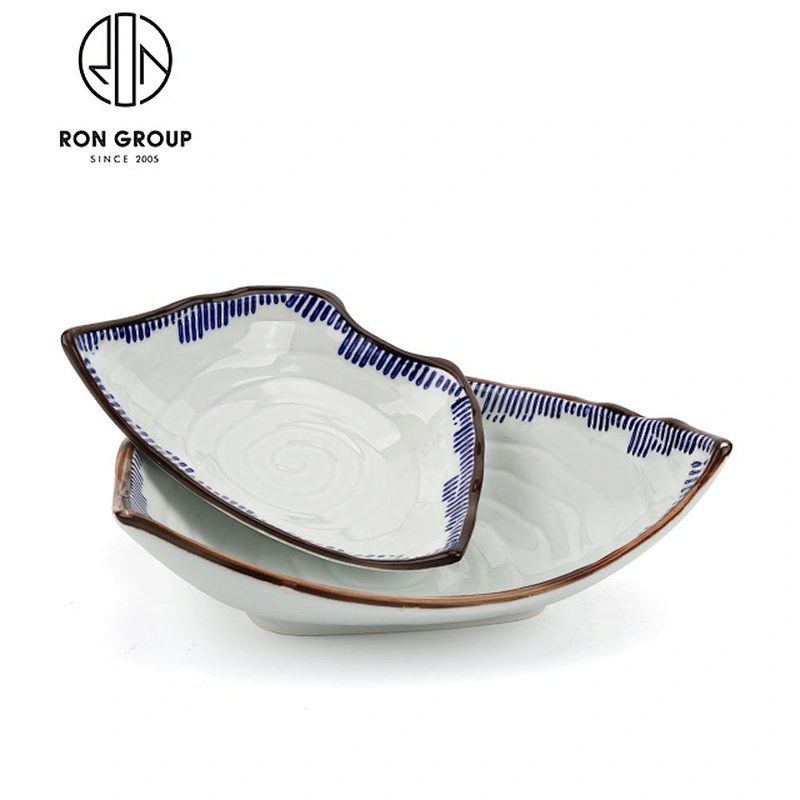 14 Inch Hot Sale Restaurant Ceramic Fish Shape Plate