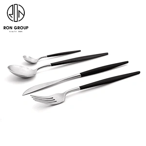 Wholesale Restaurant Black And Silver Flatware Set Stainless Steel Cutlery