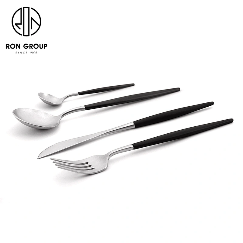 Wholesale Restaurant Black And Silver Flatware Set Stainless Steel Cutlery