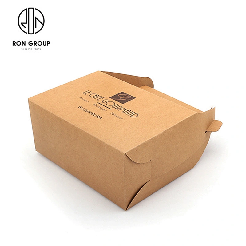 Portable Rectangle Disposable Flat Sheet Carton Take Away Paper Box For Restaurant