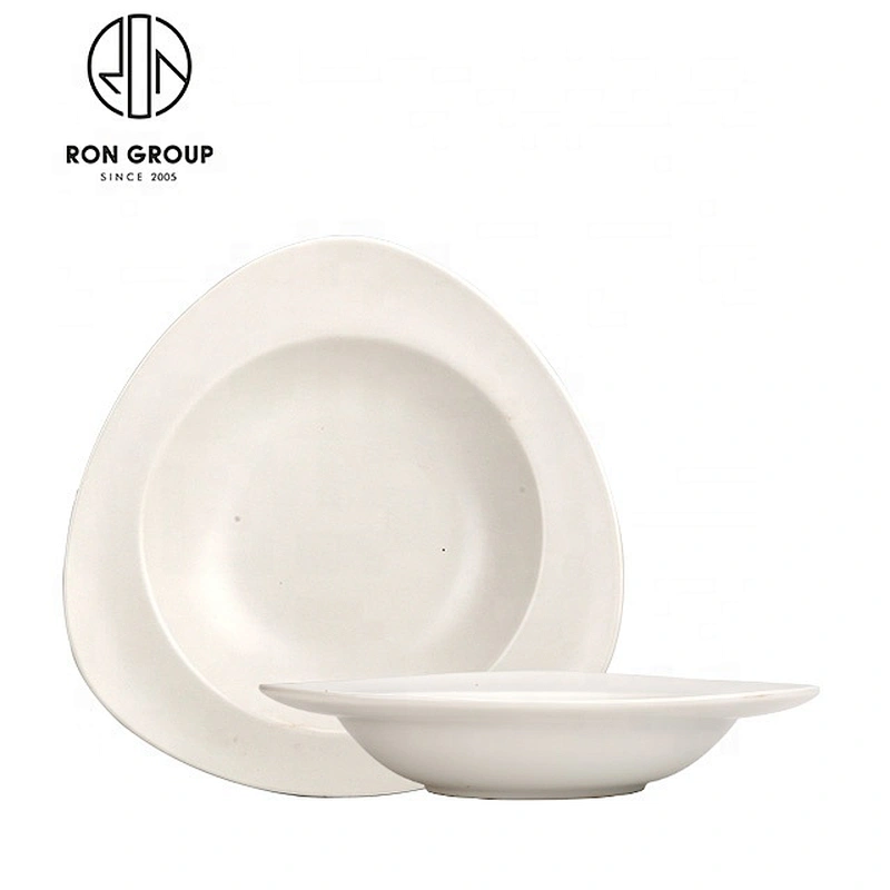 White Clean Modern Restaurant Triangle 10 Inch Soup Plate