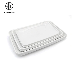 Wholesale Hotel Restaurant 10.5 Inch Porcelain Serving White Rectangular Plate