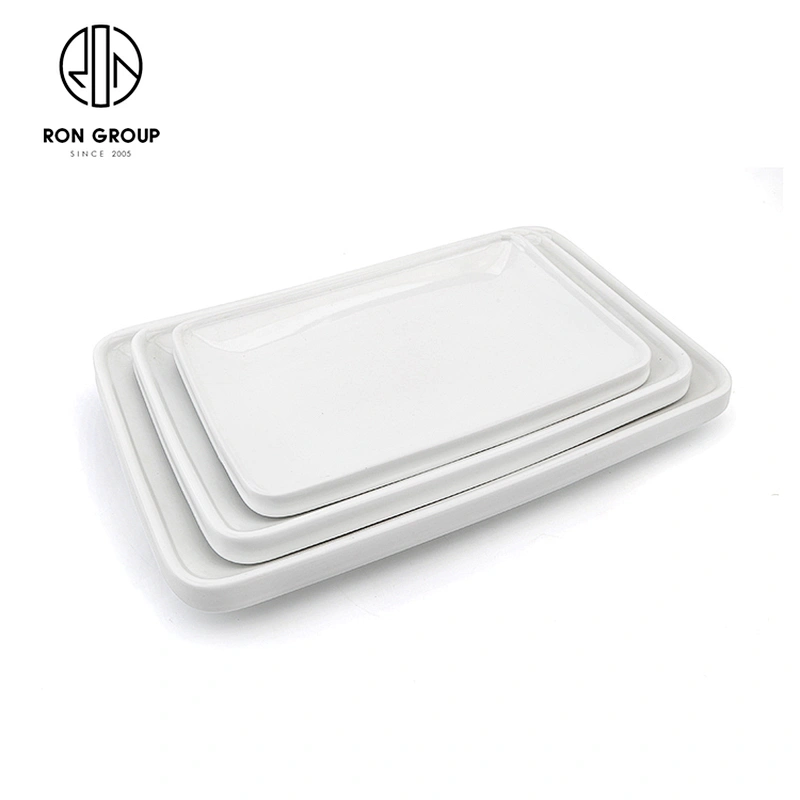 Wholesale Hotel Restaurant 10.5 Inch Porcelain Serving White Rectangular Plate