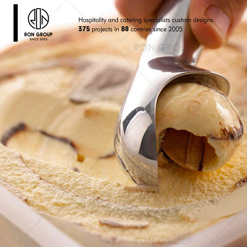 Restaurant anti-freeze sliver stainless steel ice cream scoop